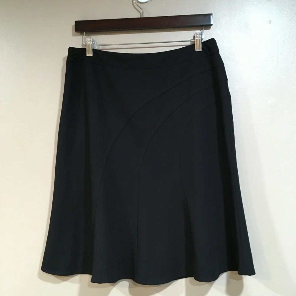 G.H. Bass Flared Midi Skirt Womens 6 Black‎ Classic Professional Capsule Stretch